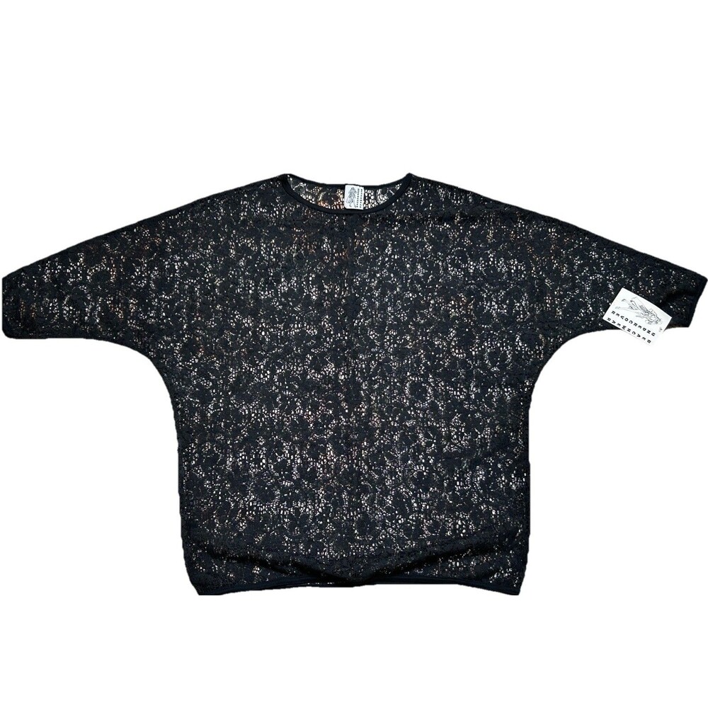 Vintage Undercover Beachwear Black Cover-Up Lace Sheer Batwing Top Swim